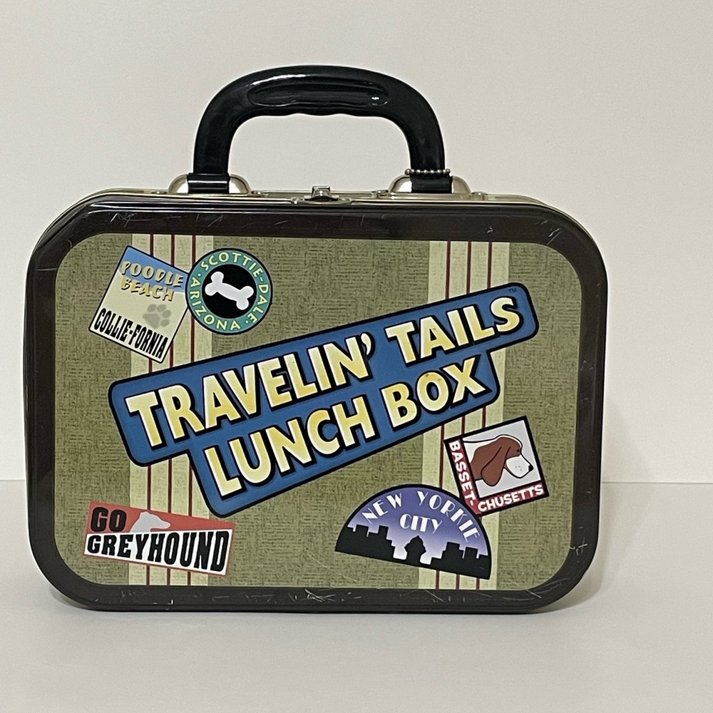 Kids/Pets Travelin’ Tails Lunch Treasure Box Retro Metal Dog Print